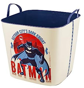 SP Berner - Capazo Plastico Multiusos con Diseño de Batman - Color Beige - Capacidad 25L