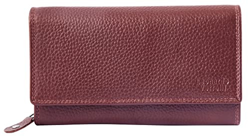 LEONARDI VERRELLI Damen-Geldbörse Leder RFID Querformat 9 x 17 cm 3000434 (Bordeaux)