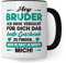 Bruder Tasse Geschenk Geschwister Kaffeetasse mit Spruch Brüder bestes Geschenk Bruderherz Kaffee-Becher Humor Schwester Geschenkidee lustig Motiv Geschwisterliebe (Weiß/Schwarz)