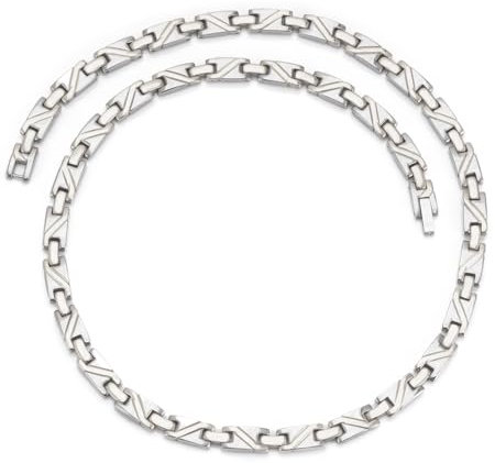 YINOX Klassische magnetische Halskette aus reinem Titan, der Magnet ist mit einem Stahlring fixiert und fällt nicht ab, enthält 22 Germanium, kann von Männern und Frauen getragen werden, Titan