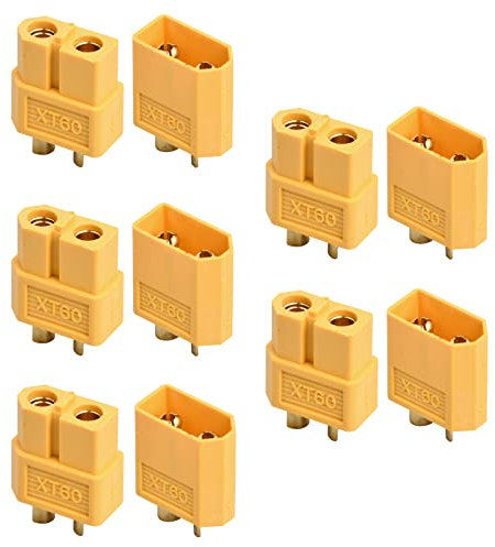 Pinsheng 10 Stücke XT60 Batterie Anschlüsse, XT60 Stecker XT60 Männlich Weiblich Stecker Buchse Goldstecker für RC Batterie Spielzeug Fahrzeug(5 Stück XT60 Stecker + 5 Stück XT60 Buchse)