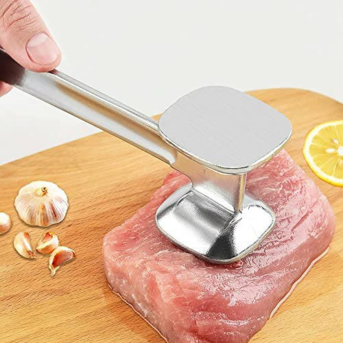 BEAUTYBIGBANG Fleischklopfer Doppelseitiger Schnitzelklopfer Aluminum ideal für Schnitzel Koteletts Steaks Werkzeug für Hähnchen Rind Schwein Steak im Kochen Küche