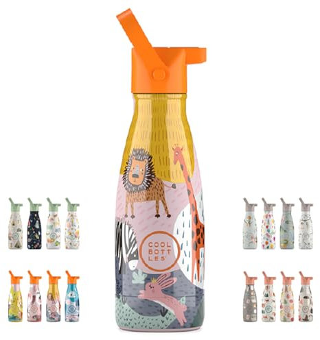 Botella Térmica Infantil - 260 ml - Savannah Kingdom - Botella de Agua de Acero Inoxidable - Bebidas Fías 36 Horas y Calientes 18 Horas - Acabado con Pintura en Relieve - Sin BPA - Cool Bottles