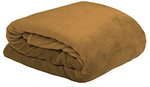 Lovely Casa - Kuscheldecke – Größe 130 x 160 cm – 100% Polyester – Farbe Camel – Modell Kuscheltier – Decke – Fleecedecke – weich, warm, bequem, Sofa, Nest