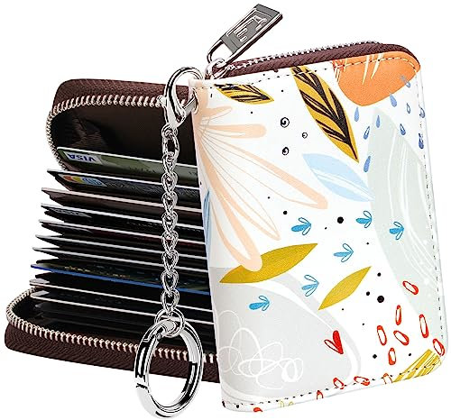 FurArt Porta carte di credito per uomo e donna, protezione RFID, portachiavi, chiusura lampo, Graffiti bianchi, kompakt, Classico