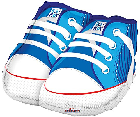 Folienballon * BABY SCHUHE BLAU * als Deko und Geschenk zur Geburt eines Babys | Größe: 46cm | für Luft und Helium | Ballon Baby Junge Luftballon Party Dekoration