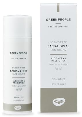 Green People Scent Free Facial SPF15 Sun Cream - Suitable for Combination & Sensitive Skin - Paraben Free Sunscreen - Organic, Cruelty Free & Vegan, 50ml
