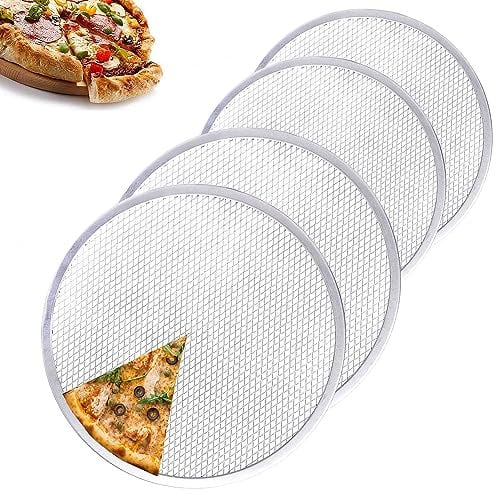 AZKEEGREY 4 Pack Aluminum Pizza Screen, 10 inch Pizza Mesh Trays for Oven Non Stick, Mesh Pizza Tray, Even Heat Distribution,Crispy Bottom
