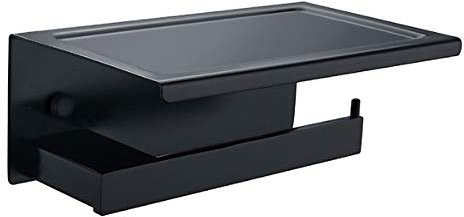 MAZZIF Wasserdichter Toilettenpapierhalter, 304 Edelstahl, Papierrolle, schwarz, Toilettenpapier, Handyregal Decoration