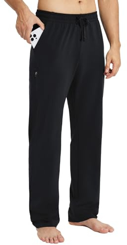 baleaf Pantalon de survêtement décontracté en Coton pour Homme, Pantalon de Yoga, Pantalon de survêtement à Jambe Droite avec Poches