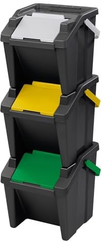 Tontarelli - Set de 3 poubelles empilables MODA 30L avec poignée