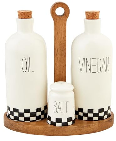 Mud Pie Bistro 40470011 Set de vinaigre d'huile Dolomite Blanc