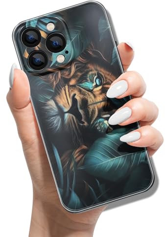 Silikon Hülle für iPhone 11 Pro 5.8 mit Muster Tierdruck TPU Stoßfest Cover Handyhülle Case für Frauen Mädchen Mann Jungen - Blatt löwe