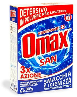 Detersive in Polvere per Lavatrice Super Igienizzante Smacchia e Igienizza tripla azione Rimuove Germi e bacteri