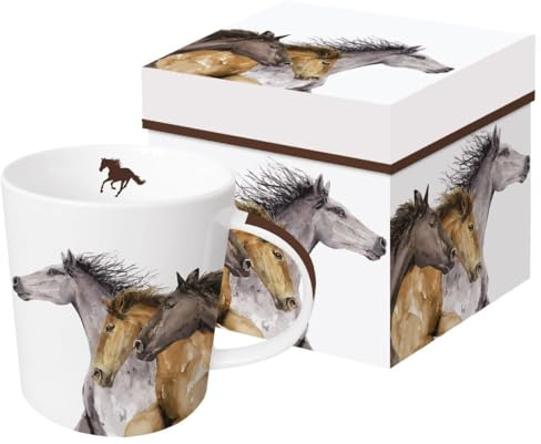 Kaffeebecher Pferde mit Geschenkbox, Tasse Tiere Geschenkset, Pferd Hoof Beats