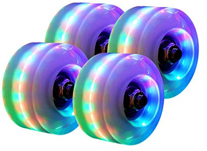 Skate Ersatz Räder , Skateboard Räder, Rollschuh-Räder, 4 Stück, leuchtende, leuchtende Quad-Rollschuh-Räder mit installierten Lagern, Outdoor-Sport, beleuchtete Räder, buntes Licht, leuchtet auf ( Co