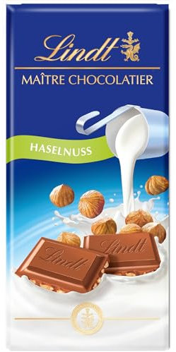 Lindt Chocolate con Leche y Avellanas, chocolate Lindt, cremoso, chocolate con frutos secos, Tableta 100 g