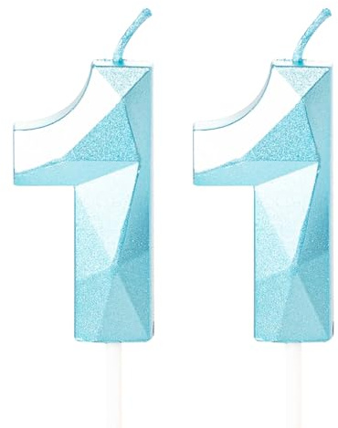 Geburtstagskerzen Zahlen 11 Jahre, 5cm Geburtstag Kerzen, 3D Zahl Blau Kerzen 11. Geburtstag Junge Tortendeko für Geburtstag Party, Hochzeiten, Firmenfeiern, Jubiläen