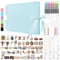 DazSpirit 80 Leere Seiten Fotoalbum zum Selbstgestalten, DIY Scrapbook Fotobuch zum Einkleben, mit 12 Marker & 7-Aufkleber, Gästebuch Ideal für Geburtstag Familie, Hochzeiten, Reisen, Blau
