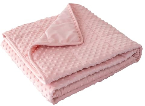 MENHIRY Gewichtsdecke mit Minky-Bettdecke, wendbar, weich, schwere Decke für Erwachsene, Rosa (2,3 kg, 91,4 x 121,9 cm)