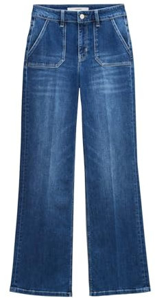 someday Damen Flared | Long Flared Denim Carie Utility aus nachhaltigem Baumwoll Mix Dark Blue, 42
