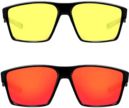 Solmoon Gafas Luz Azul Hombre y Mujer Set 2 | Gafas Rojas Bloqueo luz Azul gafas Bloqueo luz azul Filtro para Ordenador PC Tablet y TV | Blue Light Glasses | Blue Light Blocking Glasses