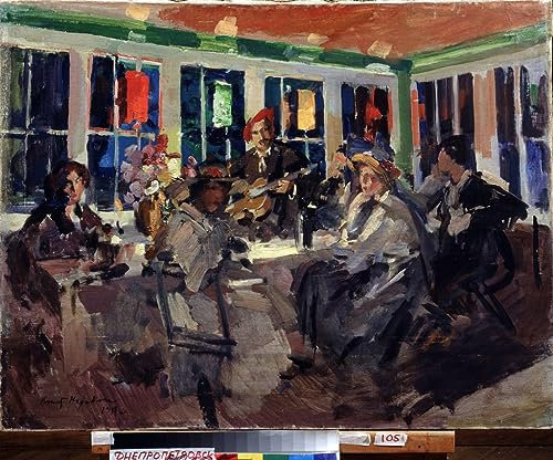 XcBAIHOUD Berühmte Gemälde Moderne Wandbild Kunstdruck Wand Dekoration in einem Café sitzende Frauen in der Nähe eines Erkerfensters von Konstantin Alekseevich Korovin für Wohnzimmerdekoration 60x90cm