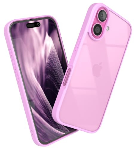 EAZY CASE Hülle für iPhone 16, Handyhülle mit Ultra Aufprallschutz, Stoßfest und Kratzfest, dünne Schutzhülle mit Kameraschutz, Silikon Cover Clear Hybrid Handy Case Pink - Bumper