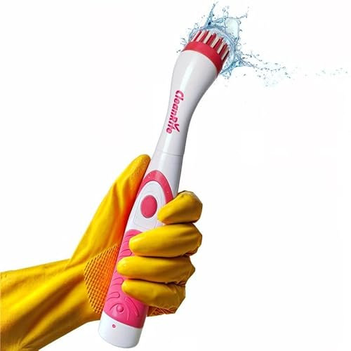 CleanRite® Elektrische Reinigungsbürste Multi Scrubber – 10.000 U/min | Vielseitige Reinigung | Kompakt & Leicht (135 g) | Batteriebetrieben | Maße: 3,7 x 3 x 28 cm | IPX6 Wasserfest – Rosa