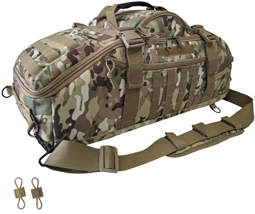 Hannibal Tactical Große Seesack, 3-in-1 Taktischer Rucksack MOLLE Pack für Sport, Fitnessstudio, Outdoor, Schwarz, Cp Camo, 65L, Aktivitäten im Freien