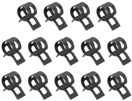 Sourcingmap 14Pcs Spring Band Type Action Fuel/Silicone Vacuum Hose Pipe Clamp, 9mm Low-Pressure Air Spring Hose Clip Clamp for Automotive Oil Pipe Water Pipe, Black