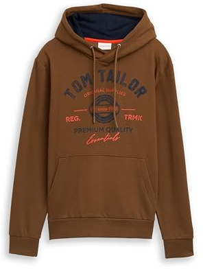 Tom Tailor Herren Hoodie Sweatshirt mit Logo-Print