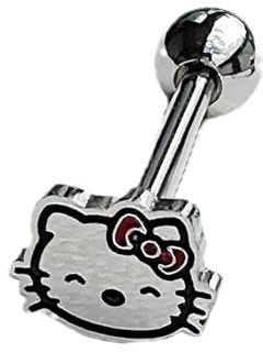 EIR 1 Pièce Piercing Langue,Acier Chirurgical,Boule Piercing Langue,Style Chaton Mignon,Boule de Remplacement pour Piercing,Langue Percing Boule Mamelon Anneaux pour Femmes,Piercing Bijoux
