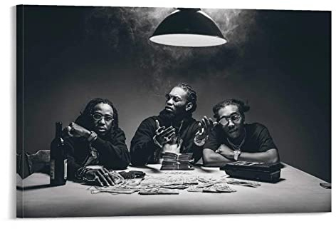 BBSYDH Leinwand Druck Poster 60 * 90cm Senza Cornice Musicista Migos Poster in bianco e nero Soggiorno Camera da letto Pittura Opera d'arte
