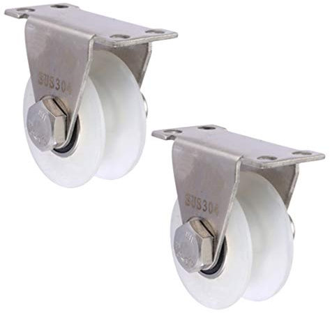 V-Nut Rad, 2-teilige 2-Zoll-Schwerlastrolle, Halterung aus Edelstahl 304, stumme Doppellager, for Drahtseilschienen, Schiebetürschienen, Hanfseil(U Type)
