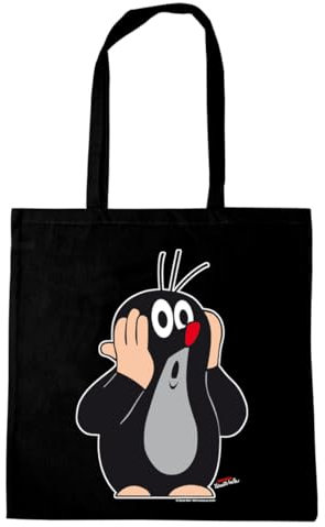Logoshirt® Der kleine Maulwurf I Oh Oh I Baumwolltasche I schwarz I Lizenziertes Originaldesign