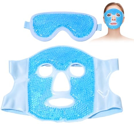 XdealCozyxc Ice Face Mask, Reusable Gel Cooling Face Mask with Cold Eye Mask for Puffy Eye & Dark Circles