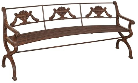 Biscottini Gartenbank aus Eisen, 205 x 64 x 85 cm, Gartenbank aus Metall, 3-Sitzer, Sofa aus antikem Eisen, Gartenstuhl, Eingangsbank