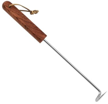 Duyeuau Praktischer Fleischhaken aus Edelstahl und Holz zum Aufhängen und Trocknen von Specken mit stabilen Designs u