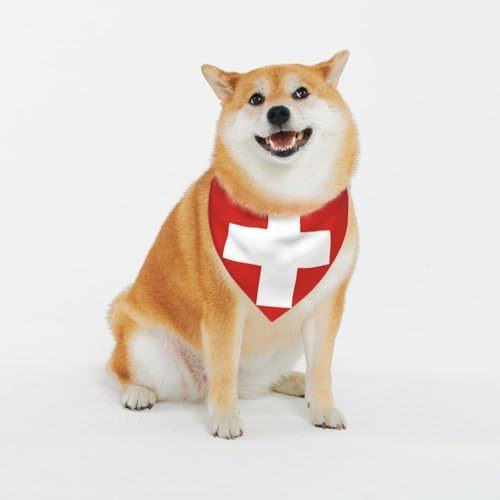 Hundehalstücher mit Schweizer Flagge, verstellbar, für kleine bis große Hunde, Welpen, Katzen, Schwarz