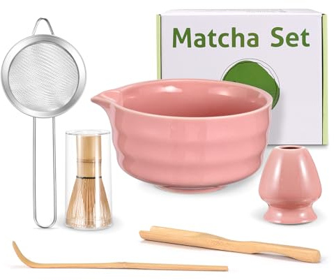 Matcha kit - Bol à Matcha, Fouet, Support, Cuillère, Filtre, Chashaku | Parfait pour Préparer un Latte ou S'initier à la Cérémonie du Thé