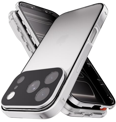 STARRYNOVA Hülle Privatsphäre Kompatibel mit iPhone 17 Pro, Silber | Anti Peep Magnetische Metall Vorder Rückseite 360 Grad Ganzkörperschutz Handyhülle
