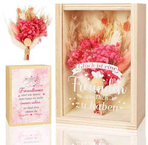TUZELIYA Geschenk Freundin, Beste Freundin persönliches Geschenk, Geburtstagsgeschenk, Geldgeschenk, Weihnachten Geschenkbox, Freundschaftsgeschenk, Holzbox, Glück ist eine Freundin wie Dich zu haben