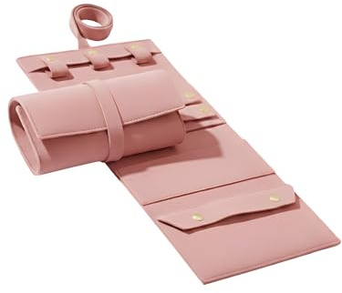 Einzelstück® Schmuck Reise Tasche I kleiner Schmuck Organizer für Reisen I Schmuckrolle Schmuck Aufbewahrung kompakt & platzsparend (Rose)