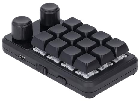 Sxhlseller Mini 12 Keys Keyboard with Blue Switch RGB Light Wireless Keyboard for Gaming Office Music Industrial Control Macro Programming