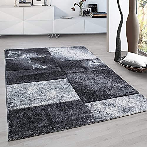 Ayyildiz Teppich-Designer Teppich Konturenschnitt Kariert Muster Meliert, Polypropylen, Grau, 80 X 150