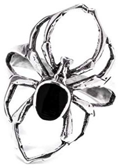Windalf Spinnen Ring SPY h: 2.6 cm mit schwarzem Onyx 925 Sterlingsilber (Silber, 52 (16.6))