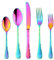 Bisda Besteck-Set, Regenbogenfarben, Edelstahl, Mehrzweck-Einsatz für Zuhause, Küche, Restaurant, Hotel, Geschirr, Utensilien-Set für 4 Personen