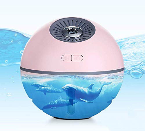 MU Portable Mini Fan Aromatherapy Diffuser 300Ml Aroma Diffusers 4 in 1 Multifunction Humidifiers (Ball Humidifier, Led Lights, Mini Fan) Waterless Auto-Off,B