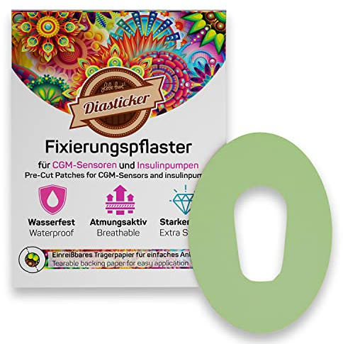 Diasticker - Dexcom G6 Plaster (10 Stück, Hellgrün) - Wasserfest - Hautfreundlich - Atmungsaktiv - Starker Halt - Selbstklebende Fixierpflaster, Sensor-Fixierung